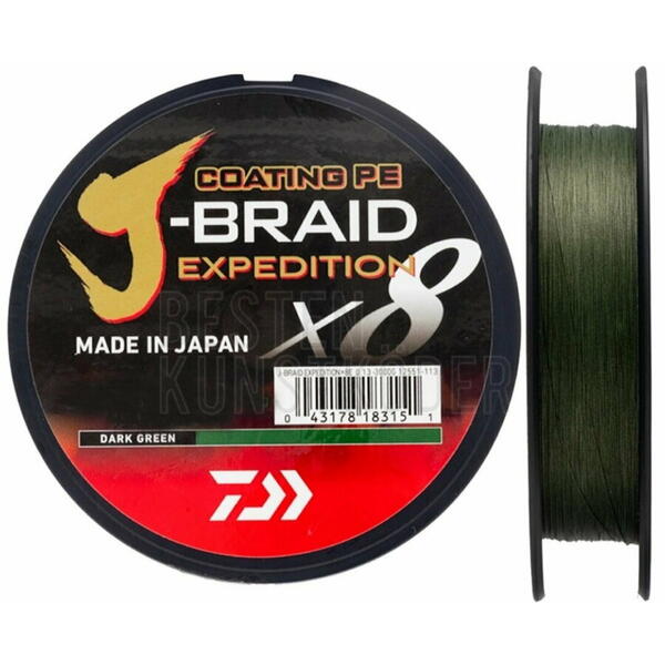 DAIWA FIR J-BRAID EXPEDITION X8 PE016MM/9,8KG/150M GREEN