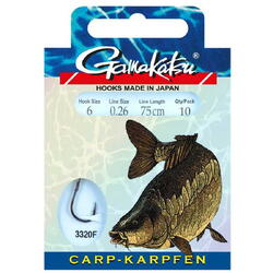 GAMAKATSU CARLIG BOOKLET CARP BLACK 3320F NR10/022MM/75CM 10BUC/PL