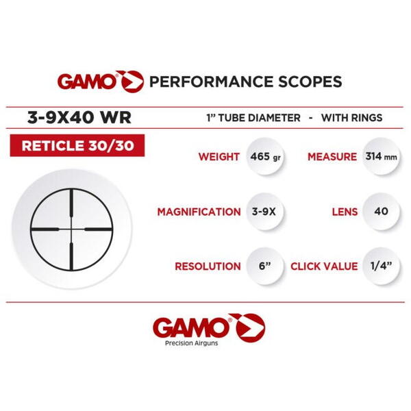 GAMO LUNETA 3-9X40WR 1PM CU PRINDERE MEDIE