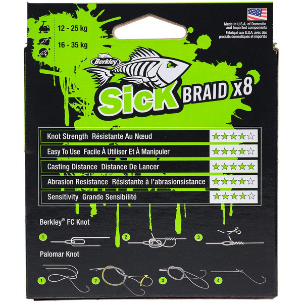 BERKLEY FIR TEXTIL SICK BRAID HI-VIS YELLOW 008MM/6,0KG/150M