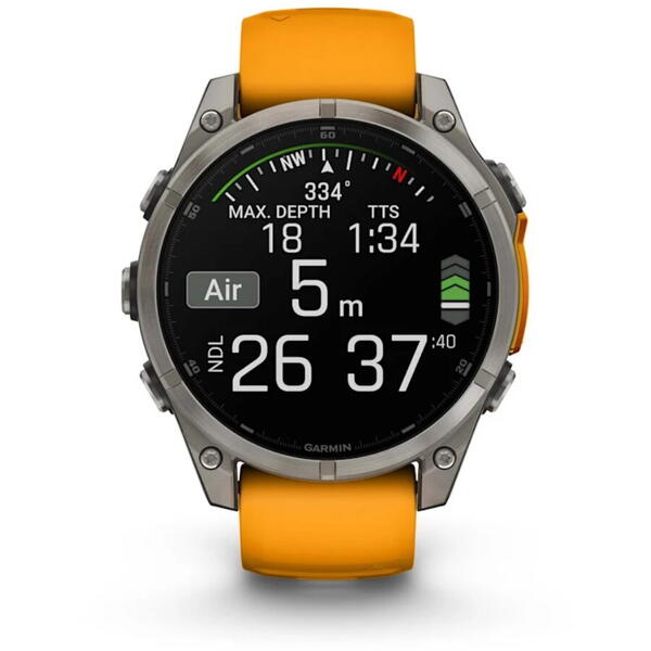 GARMIN CEAS FENIX 8 AMOLED SAPPHIRE SPARK ORANGE/GRAPHITE TI/BARE 47MM EMEA