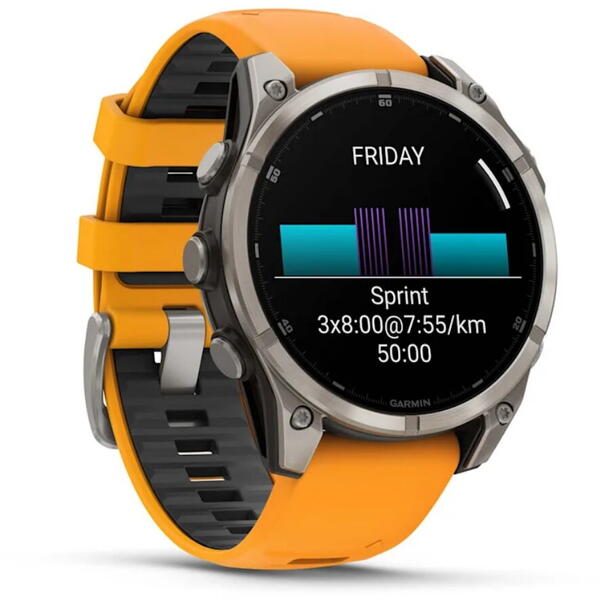 GARMIN CEAS FENIX 8 AMOLED SAPPHIRE SPARK ORANGE/GRAPHITE TI/BARE 47MM EMEA