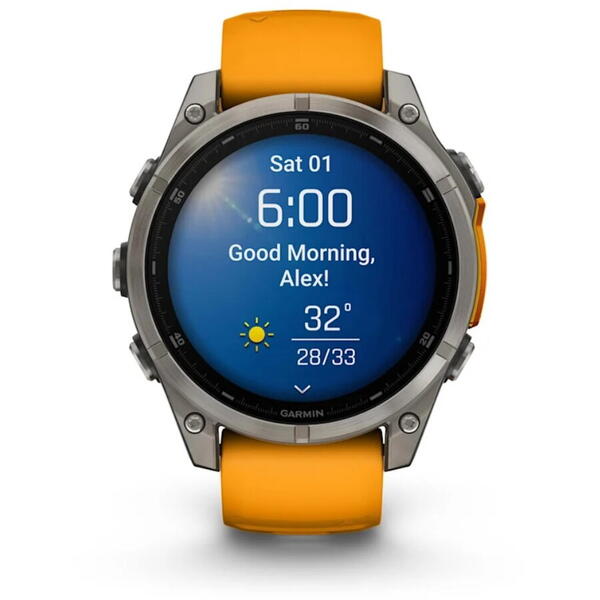 GARMIN CEAS FENIX 8 AMOLED SAPPHIRE SPARK ORANGE/GRAPHITE TI/BARE 47MM EMEA