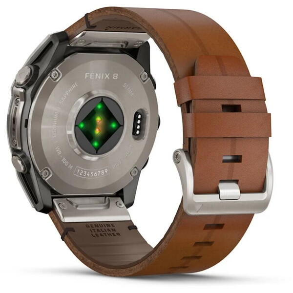 GARMIN CEAS FENIX 8 AMOLED SAPPHIRE TITAN CUREA DIN PIELE BLACK/CHESTNUT 51MM EMEA