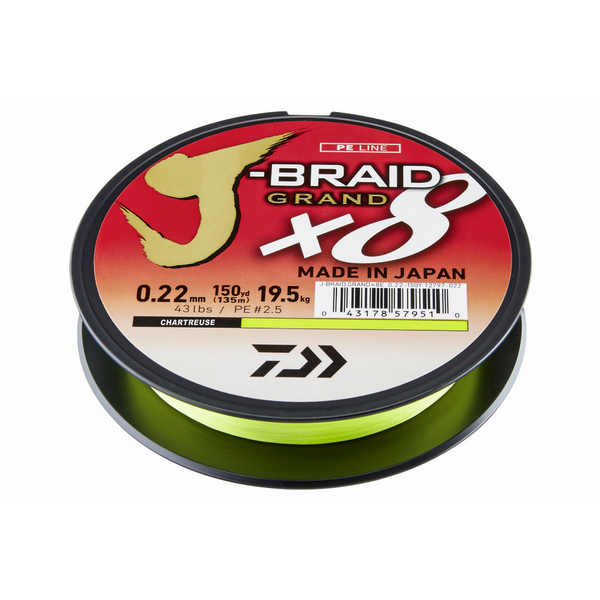 DAIWA J-BRAID GRAND X8E CHARTR. 022MM/19,5KG/135M