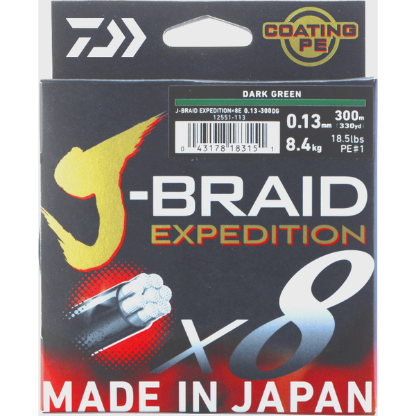 DAIWA J-BRAID EXPEDITION X8E 006MM/5,20KG/150M VERDE