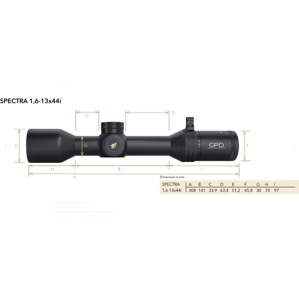 GP-OPTICS LUNETA SPECTRA 8X 1,6-13X44I G4I FIBER STABILIZ.OPTIC