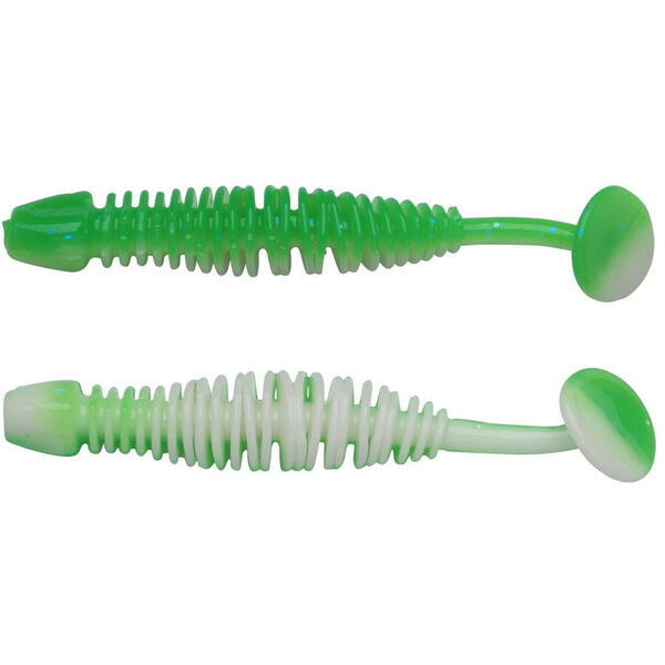 BERKLEY GRUB POWER LEECH 5CM SPRING GREEN/WHITE 12BUC/PL